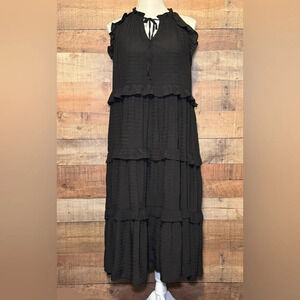 Talulah Black Ruffle Tiered Midi Dress Women's size Small